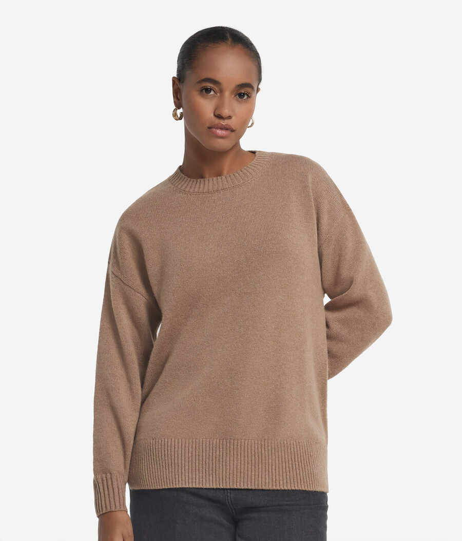 maglione girocollo in cashmere ultra morbido con spacchi