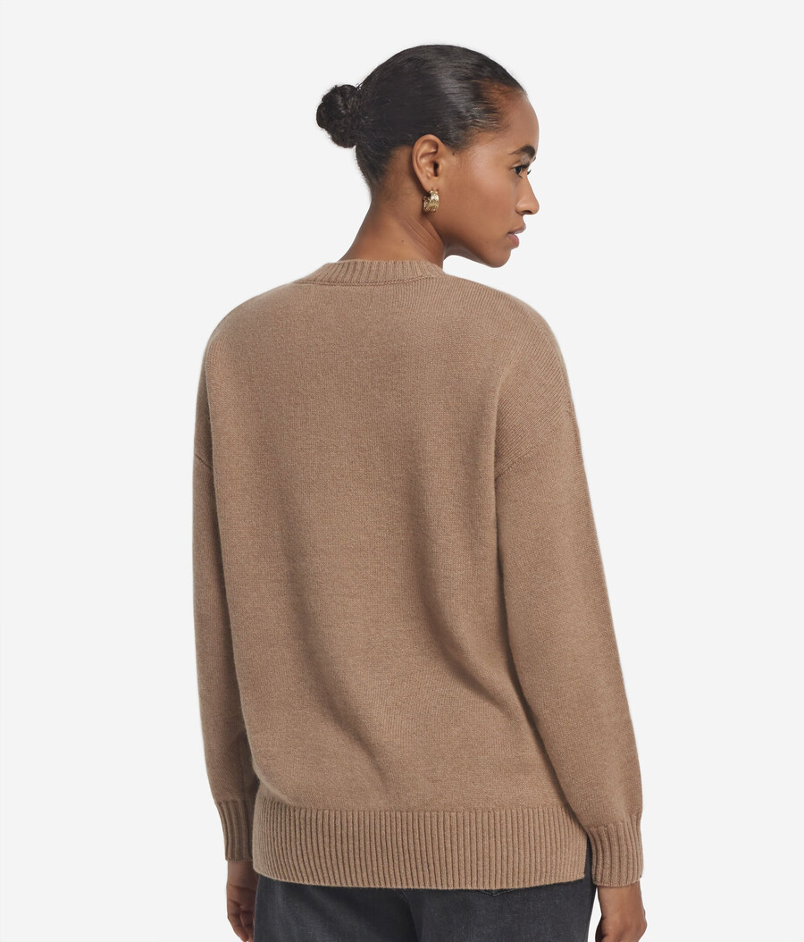 maglione girocollo in cashmere ultra morbido con spacchi