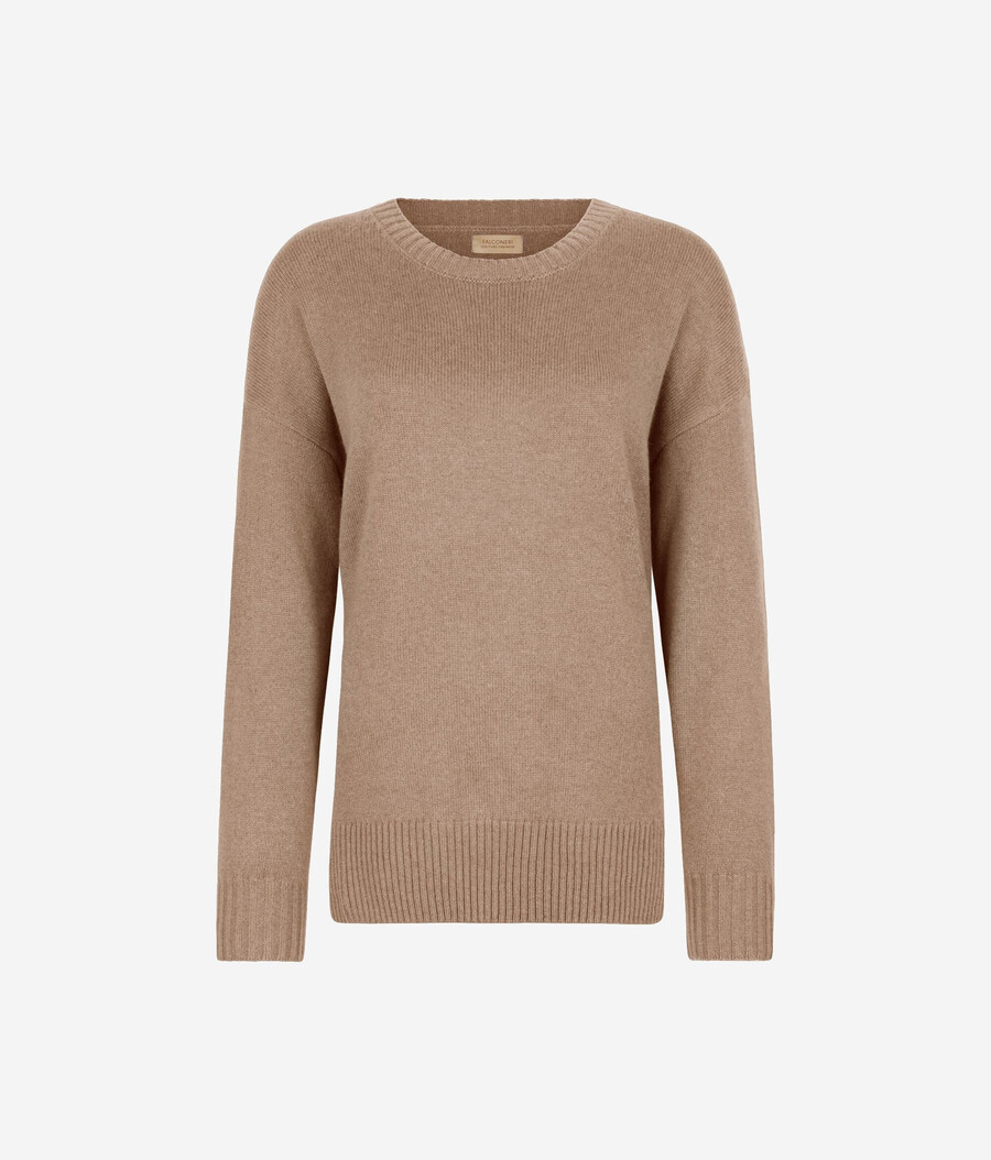 maglione girocollo in cashmere ultra morbido con spacchi