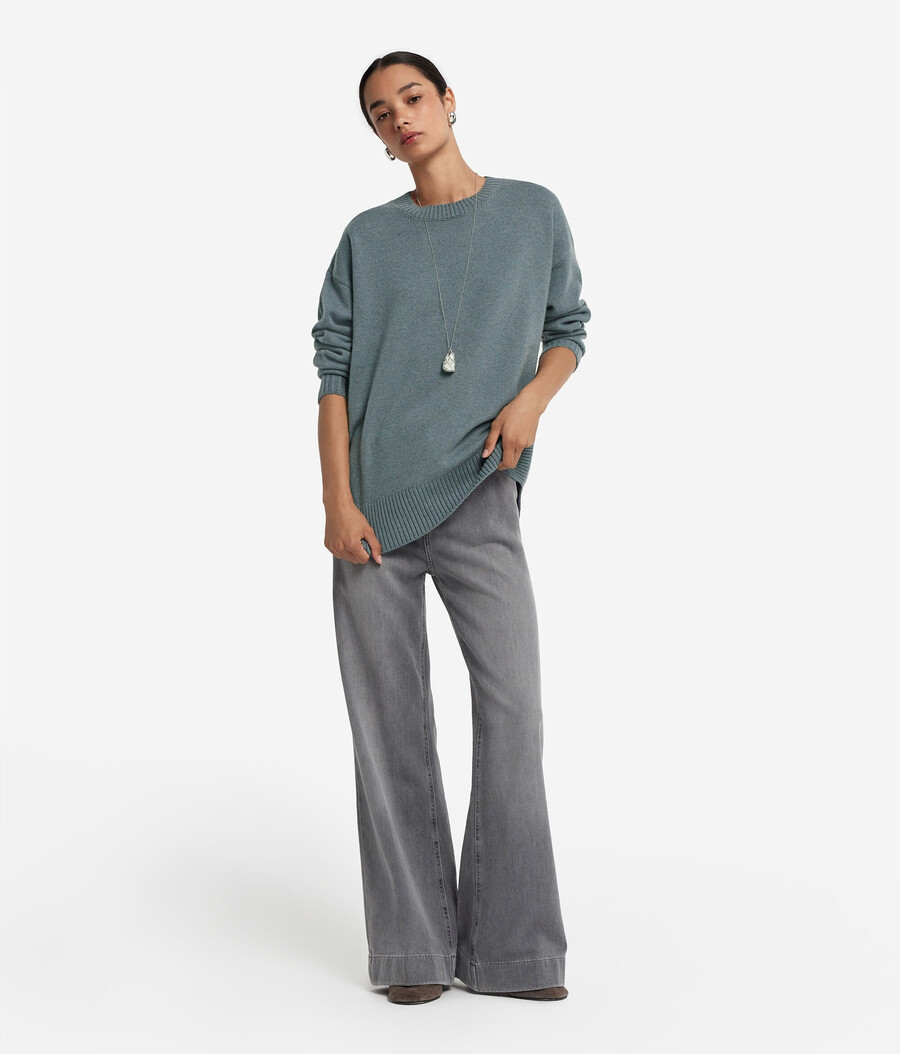 maglione girocollo in cashmere ultra morbido con spacchi