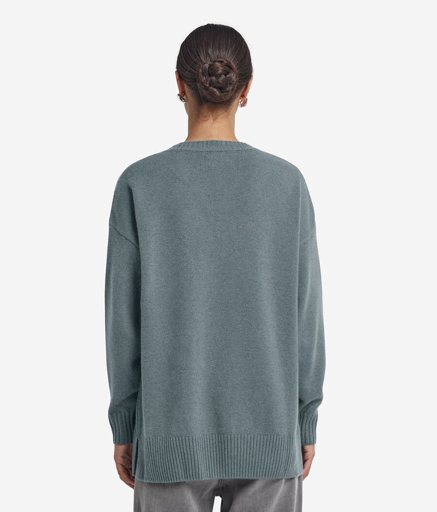 maglione girocollo in cashmere ultra morbido con spacchi