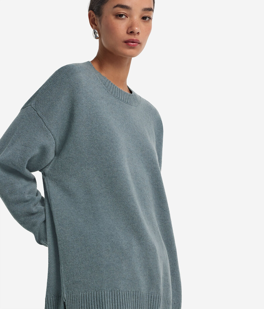 maglione girocollo in cashmere ultra morbido con spacchi