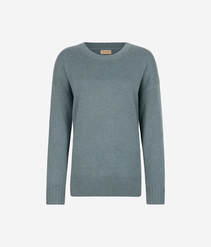 maglione girocollo in cashmere ultra morbido con spacchi