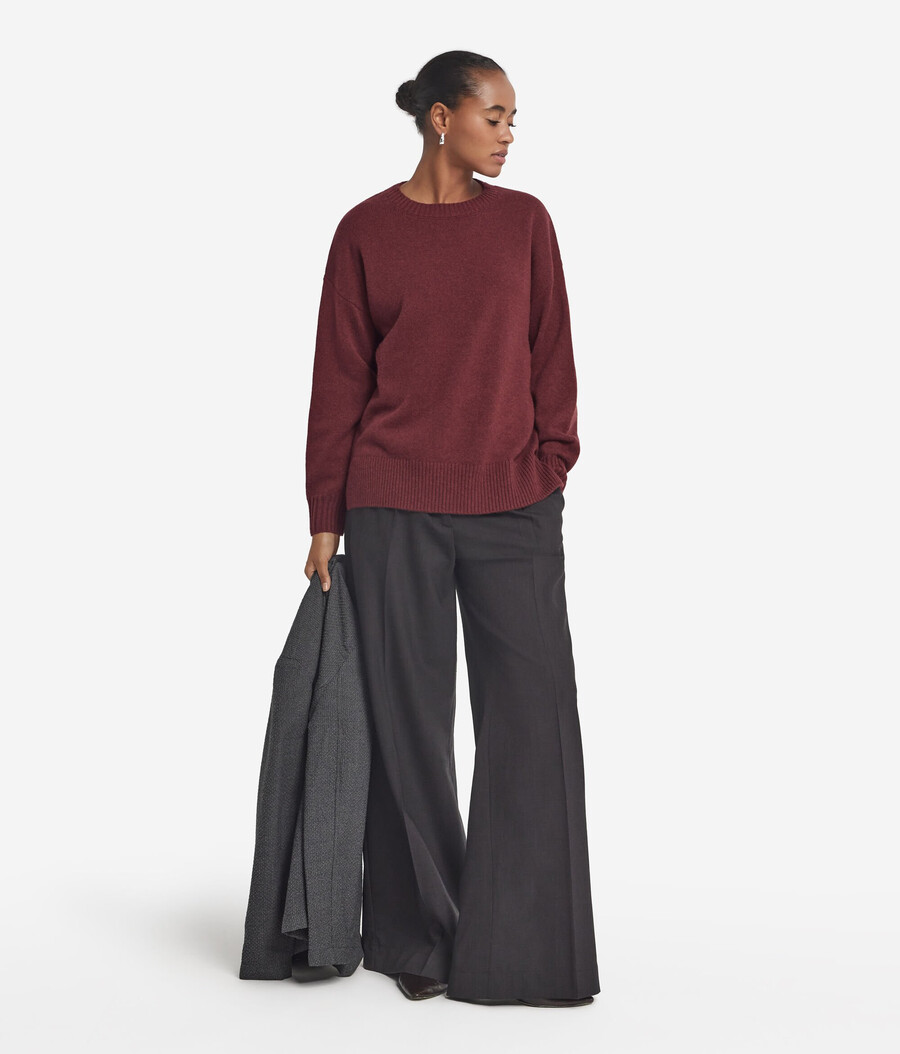 maglione girocollo in cashmere ultra morbido con spacchi