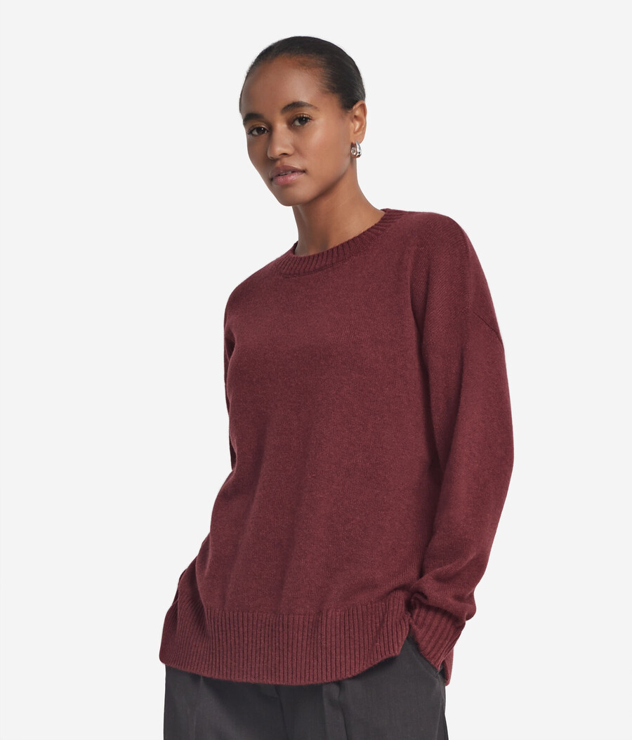 maglione girocollo in cashmere ultra morbido con spacchi