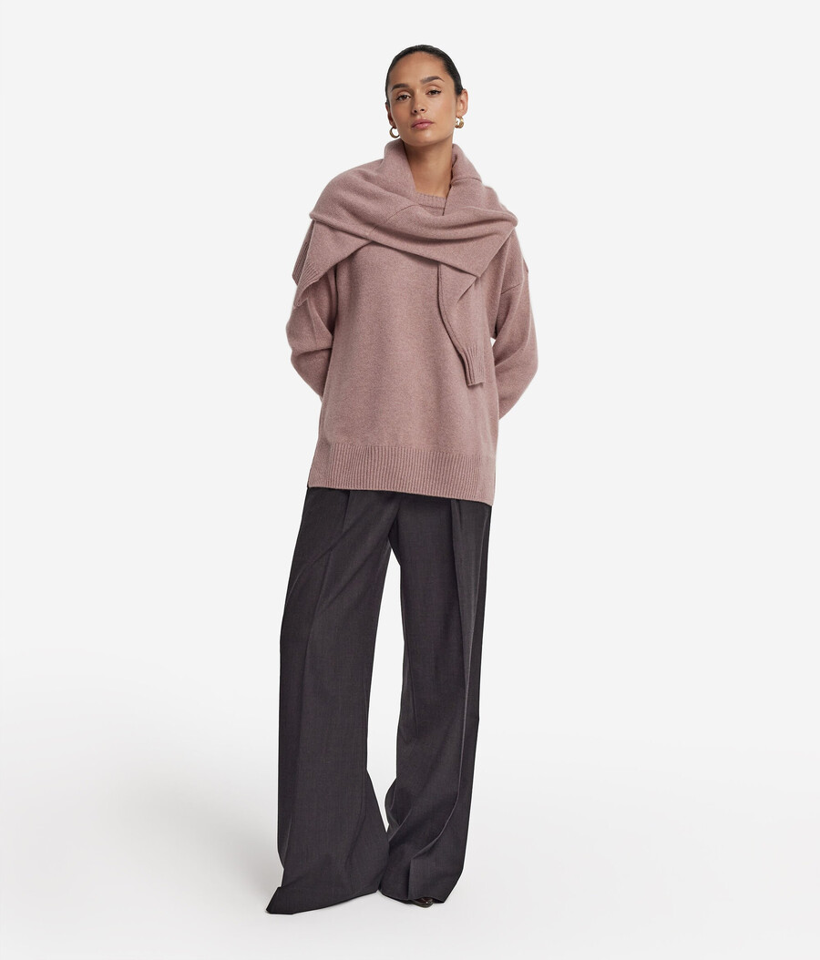 maglione girocollo in cashmere ultra morbido con spacchi