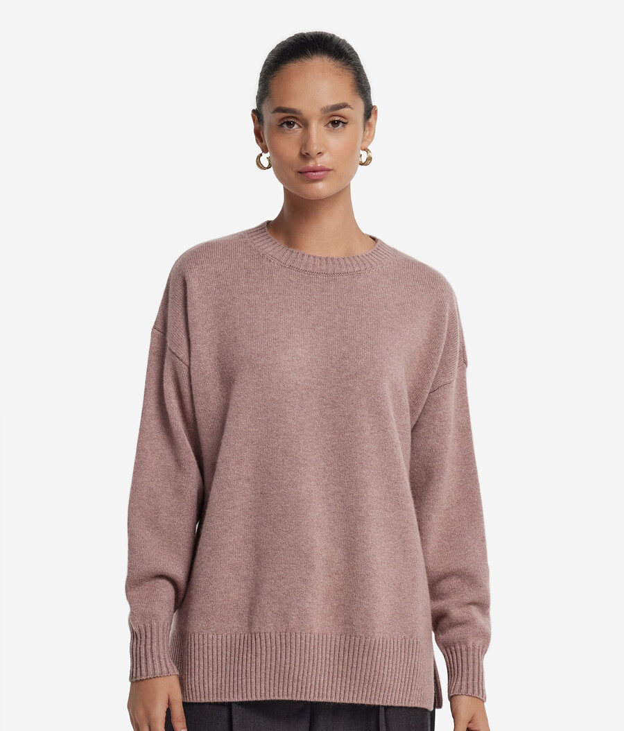 maglione girocollo in cashmere ultra morbido con spacchi