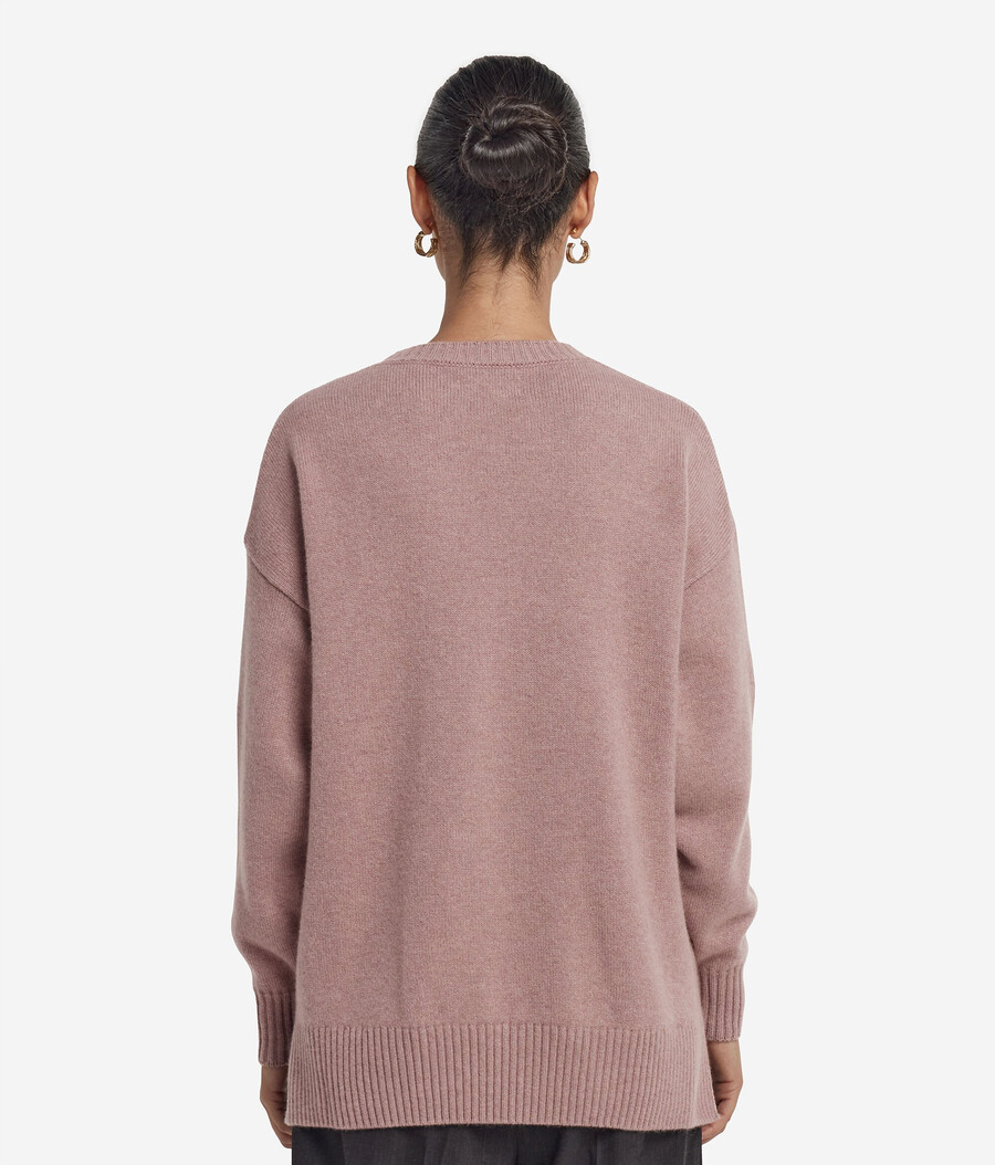 maglione girocollo in cashmere ultra morbido con spacchi