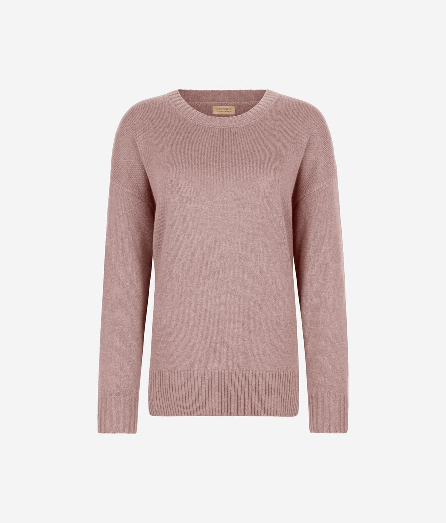maglione girocollo in cashmere ultra morbido con spacchi