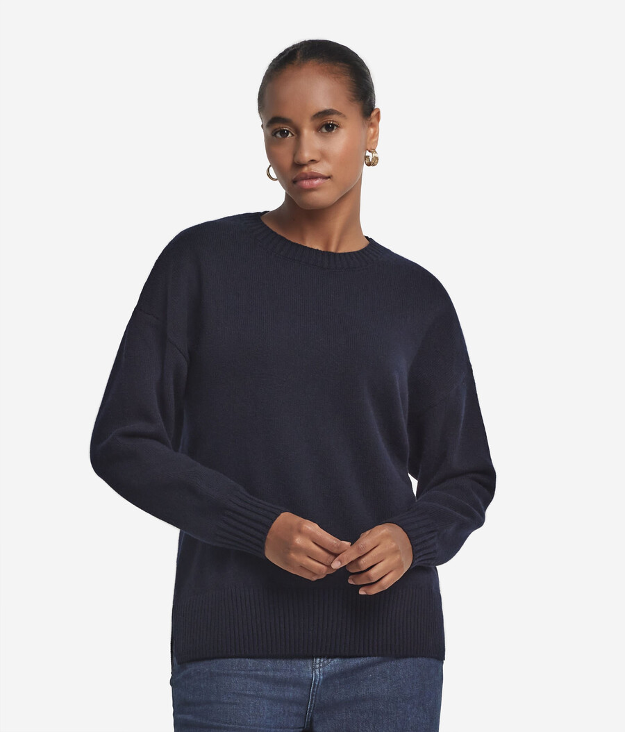 maglione girocollo in cashmere ultra morbido con spacchi