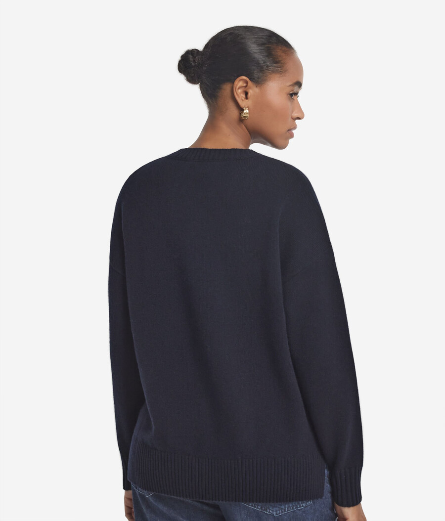 maglione girocollo in cashmere ultra morbido con spacchi