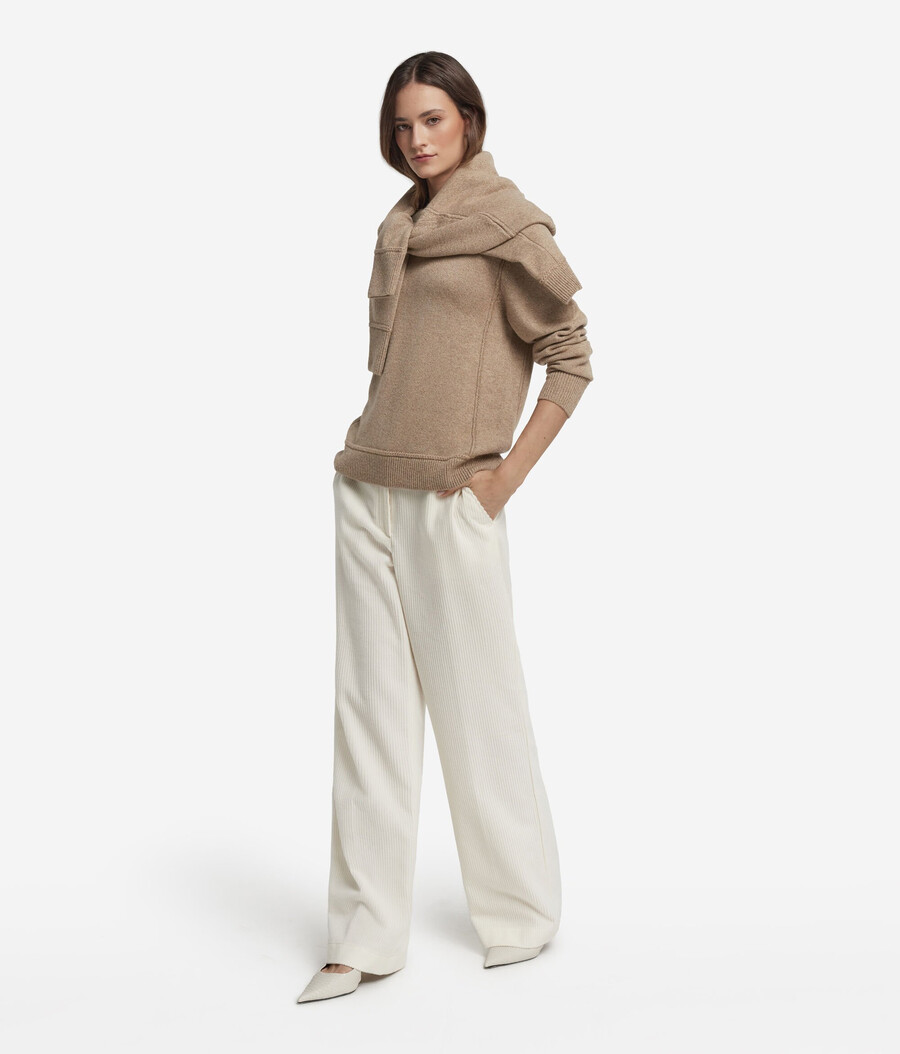 maglione girocollo in cashmere tricot non tinto ultra morbido