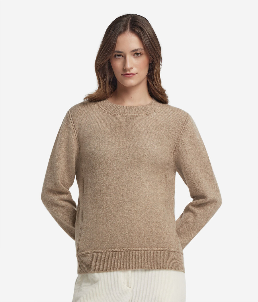 maglione girocollo in cashmere tricot non tinto ultra morbido