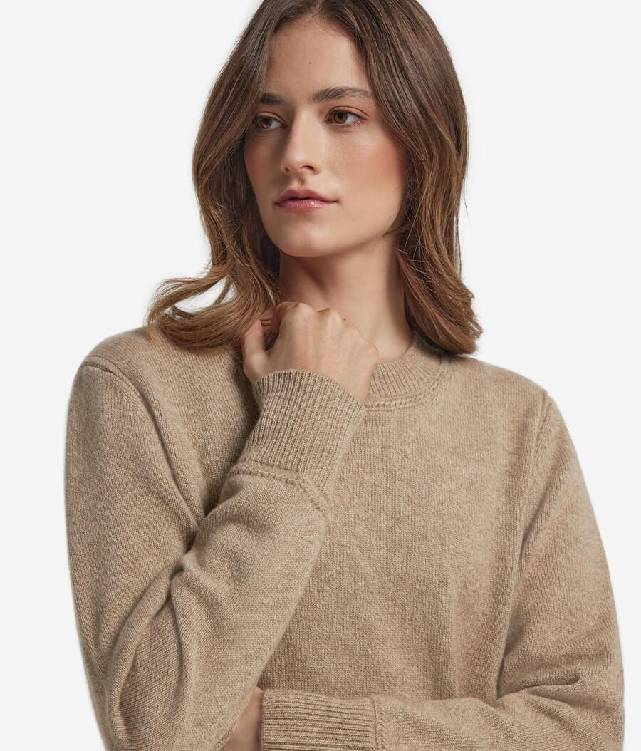 maglione girocollo in cashmere tricot non tinto ultra morbido