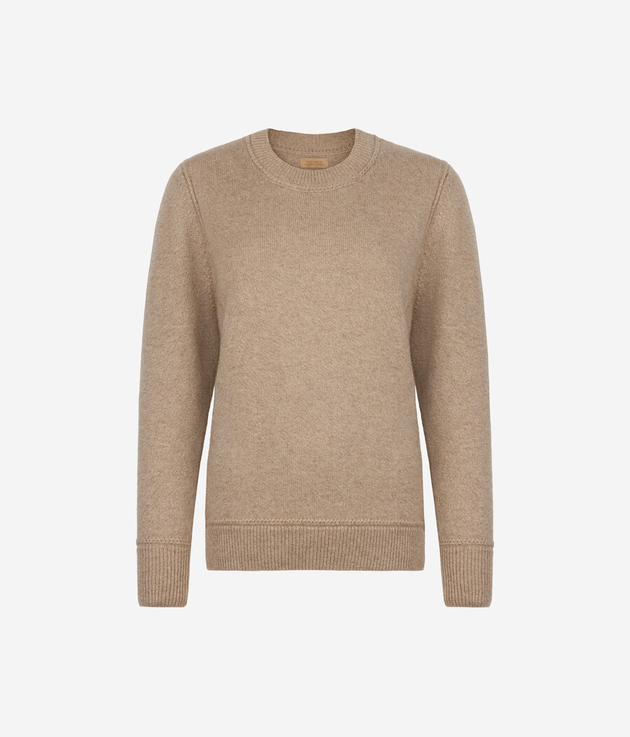 maglione girocollo in cashmere tricot non tinto ultra morbido