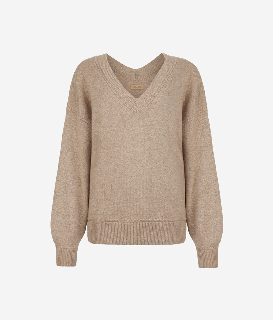 maglione con scollo a v in cashmere non tinto ultra morbido