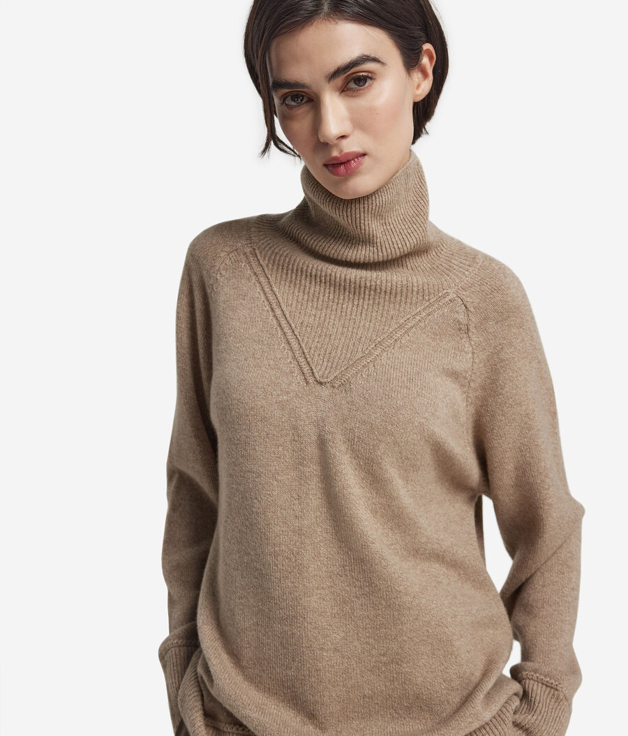 dolcevita in cashmere non tinto con punto trecce ultra morbido