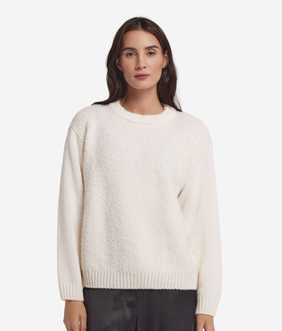 maglia girocollo in cashmere bouclé
