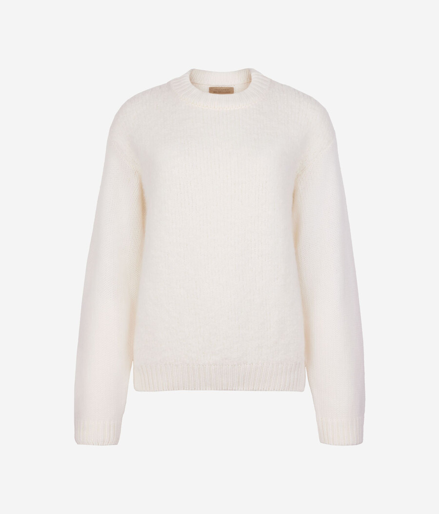maglia girocollo in cashmere bouclé