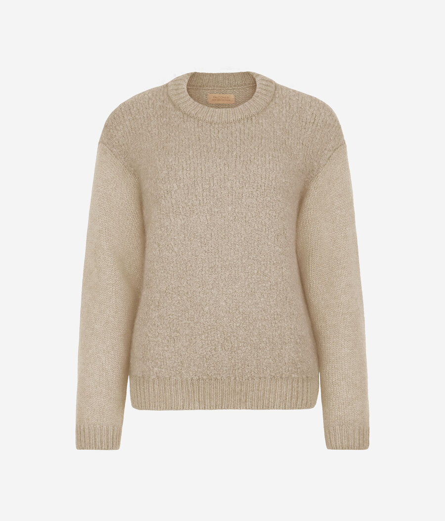 maglia girocollo in cashmere bouclé