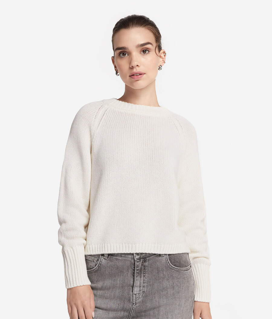 maglione girocollo in cashmere tricot