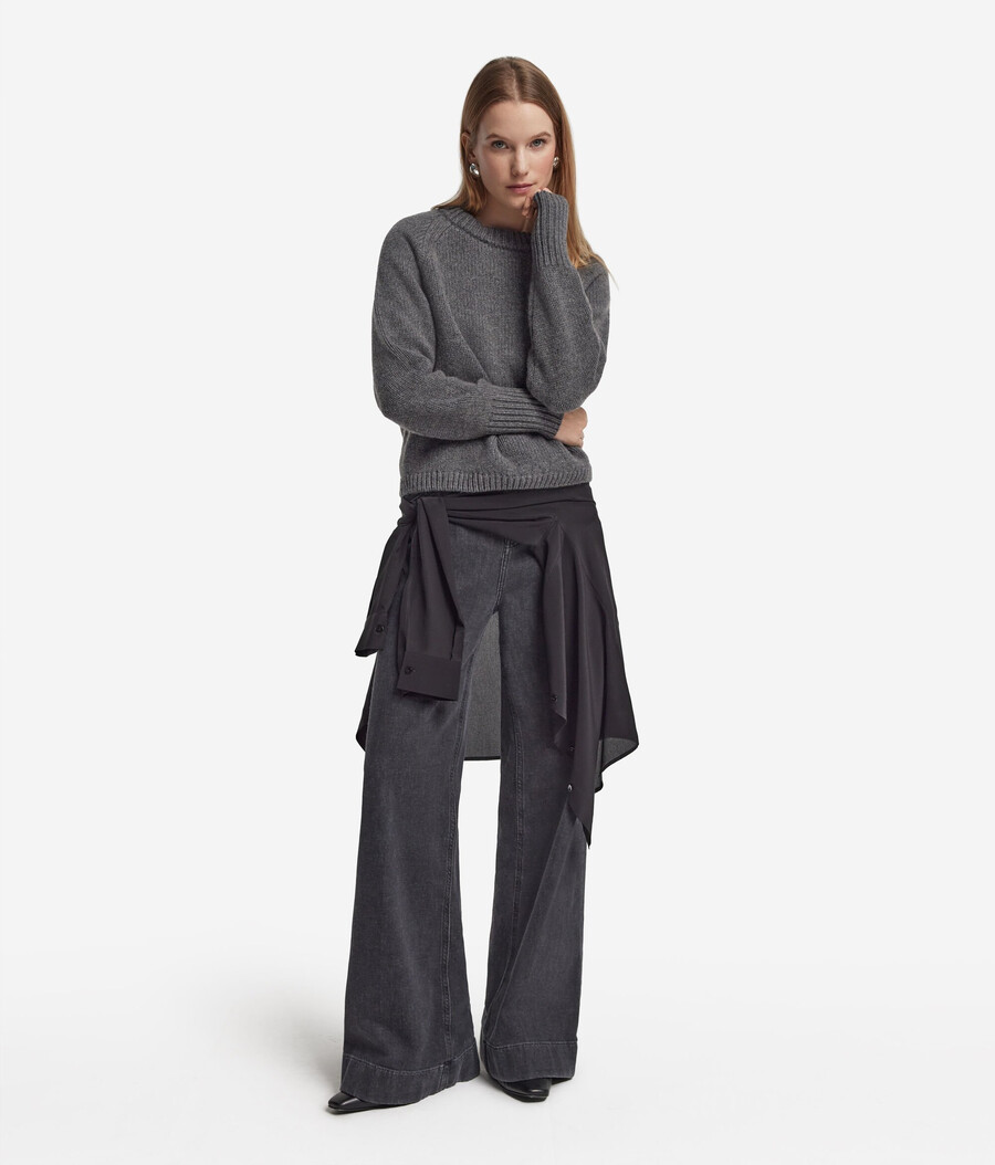 maglione girocollo in cashmere tricot