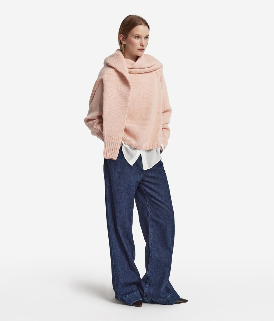 maglione girocollo in cashmere tricot
