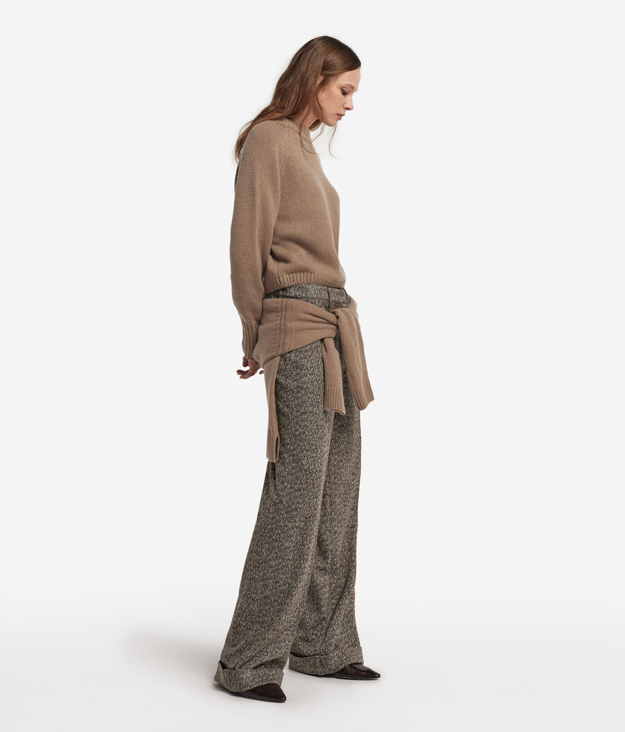 maglione girocollo in cashmere tricot