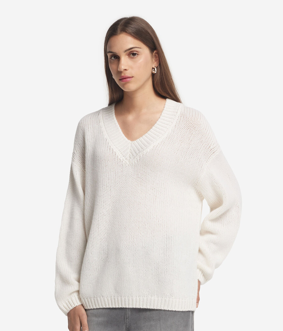 maglione con scollo a v in tricot di cashmere ultra morbido
