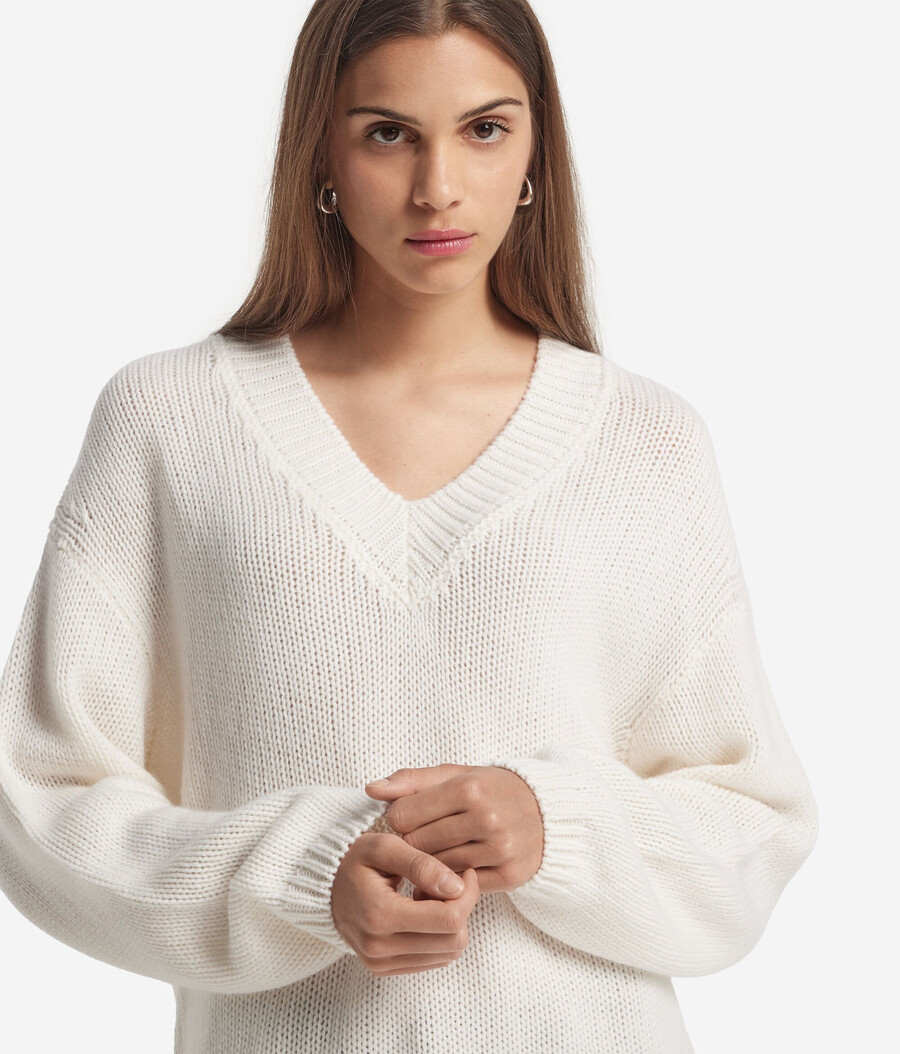 maglione con scollo a v in tricot di cashmere ultra morbido