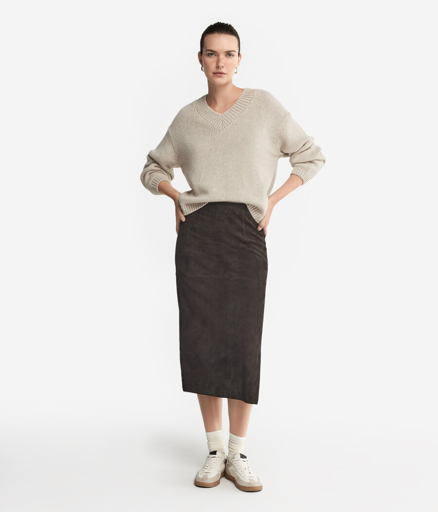 maglione con scollo a v in tricot di cashmere ultra morbido