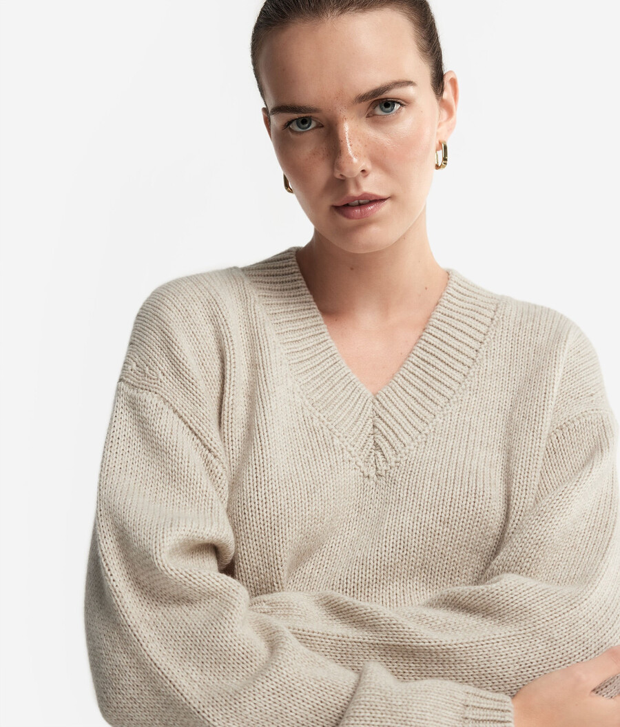 maglione con scollo a v in tricot di cashmere ultra morbido