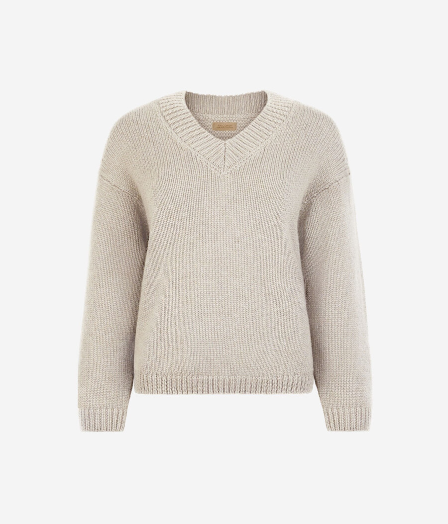maglione con scollo a v in tricot di cashmere ultra morbido