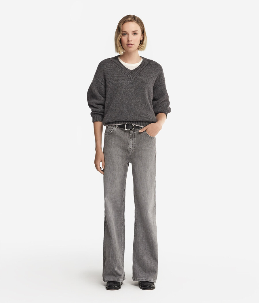 maglione con scollo a v in tricot di cashmere ultra morbido