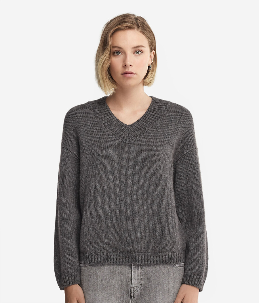 maglione con scollo a v in tricot di cashmere ultra morbido