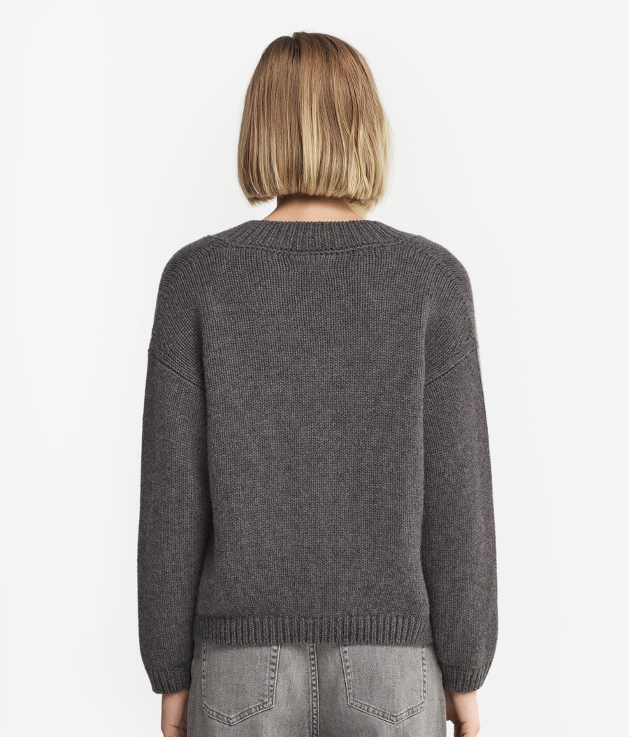 maglione con scollo a v in tricot di cashmere ultra morbido