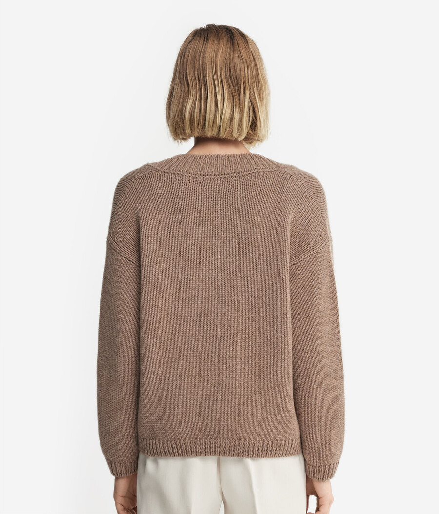 maglione con scollo a v in tricot di cashmere ultra morbido