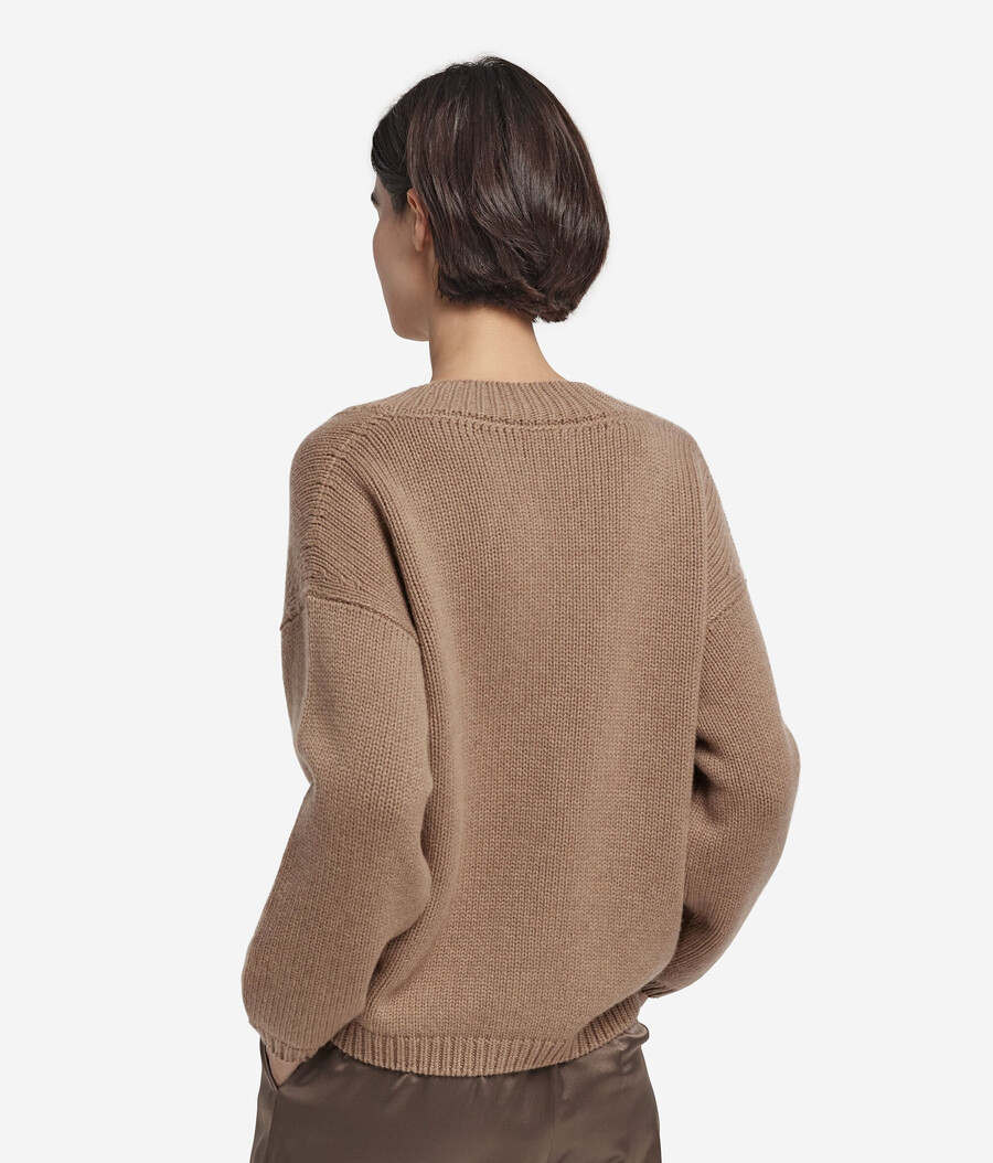 maglione con scollo a v in tricot di cashmere ultra morbido