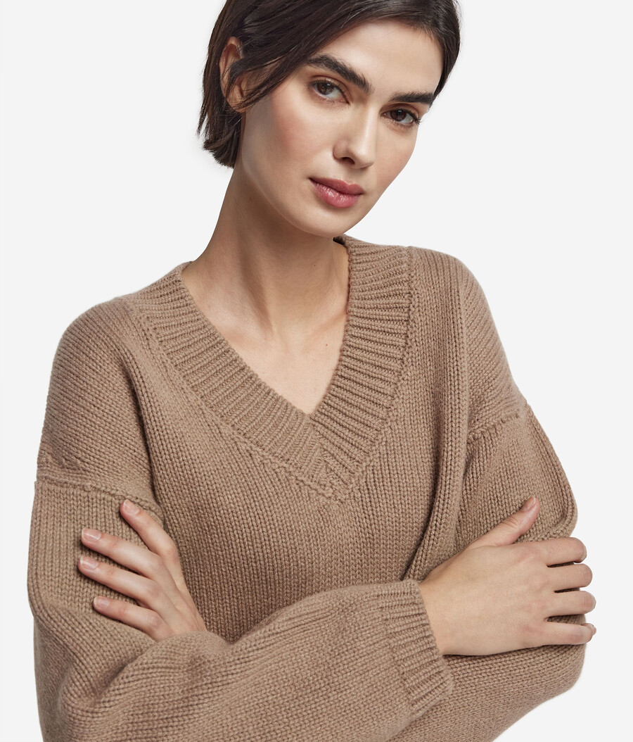 maglione con scollo a v in tricot di cashmere ultra morbido