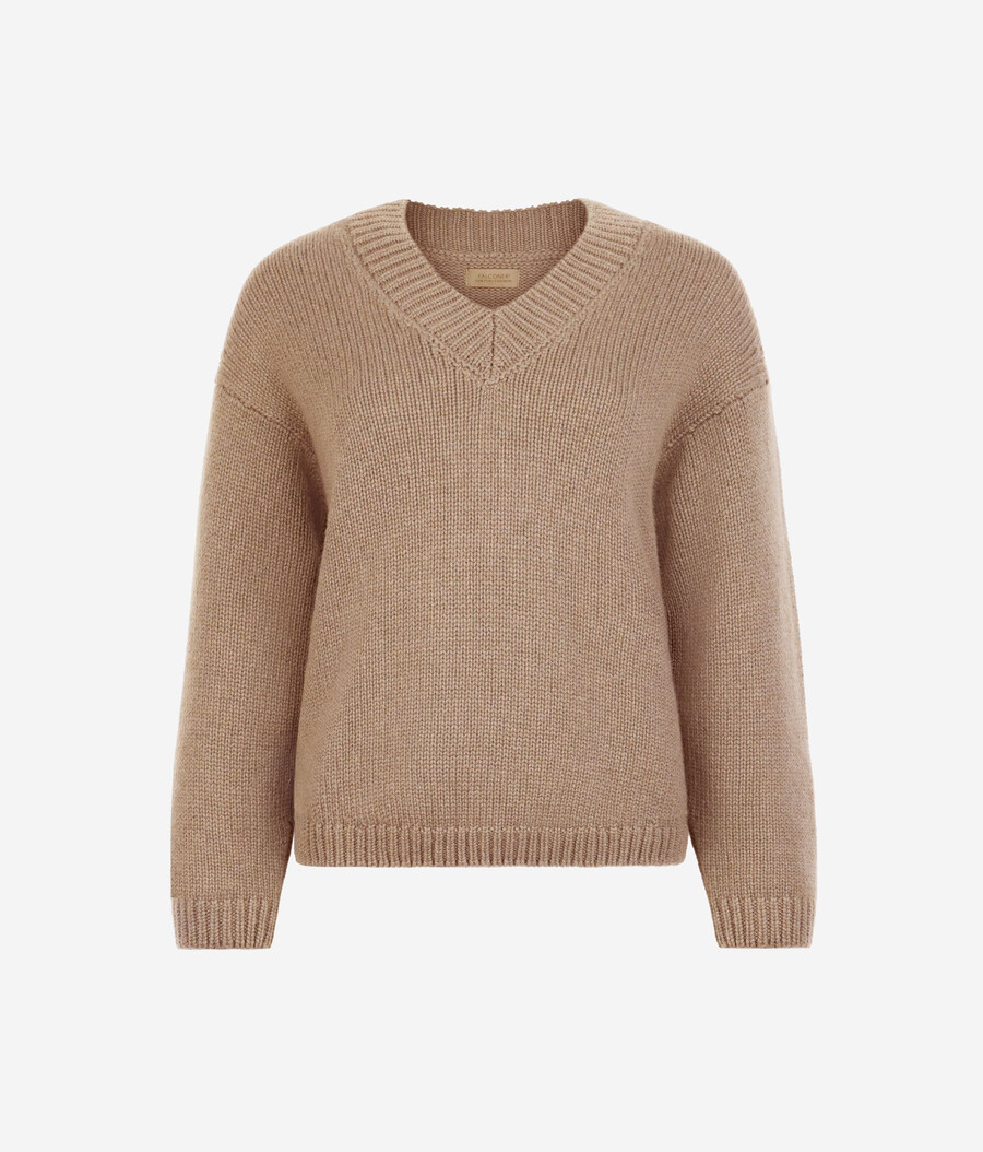 maglione con scollo a v in tricot di cashmere ultra morbido
