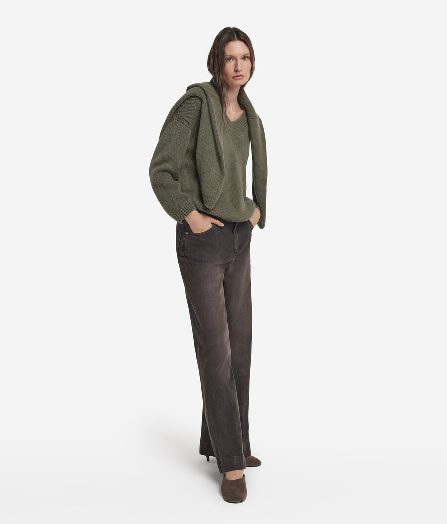 maglione con scollo a v in tricot di cashmere ultra morbido