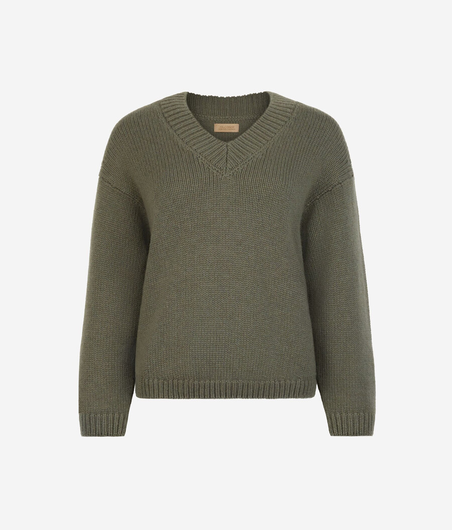 maglione con scollo a v in tricot di cashmere ultra morbido