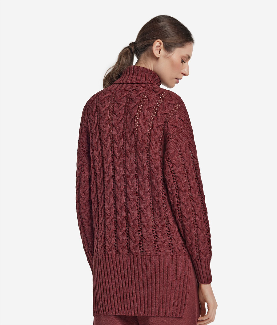 dolcevita in lana e lurex lavorato a maglia a trecce