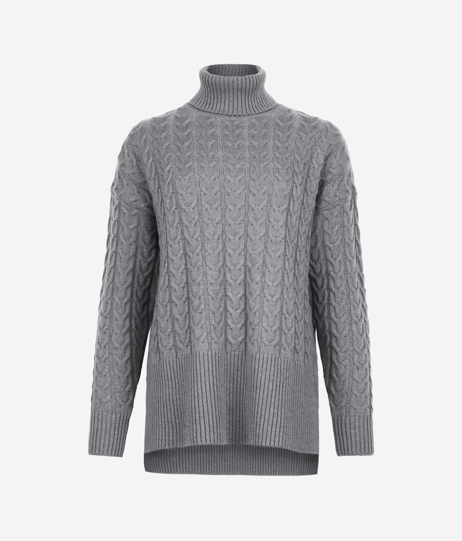 dolcevita in cashmere ultra morbido con lavorazione a trecce