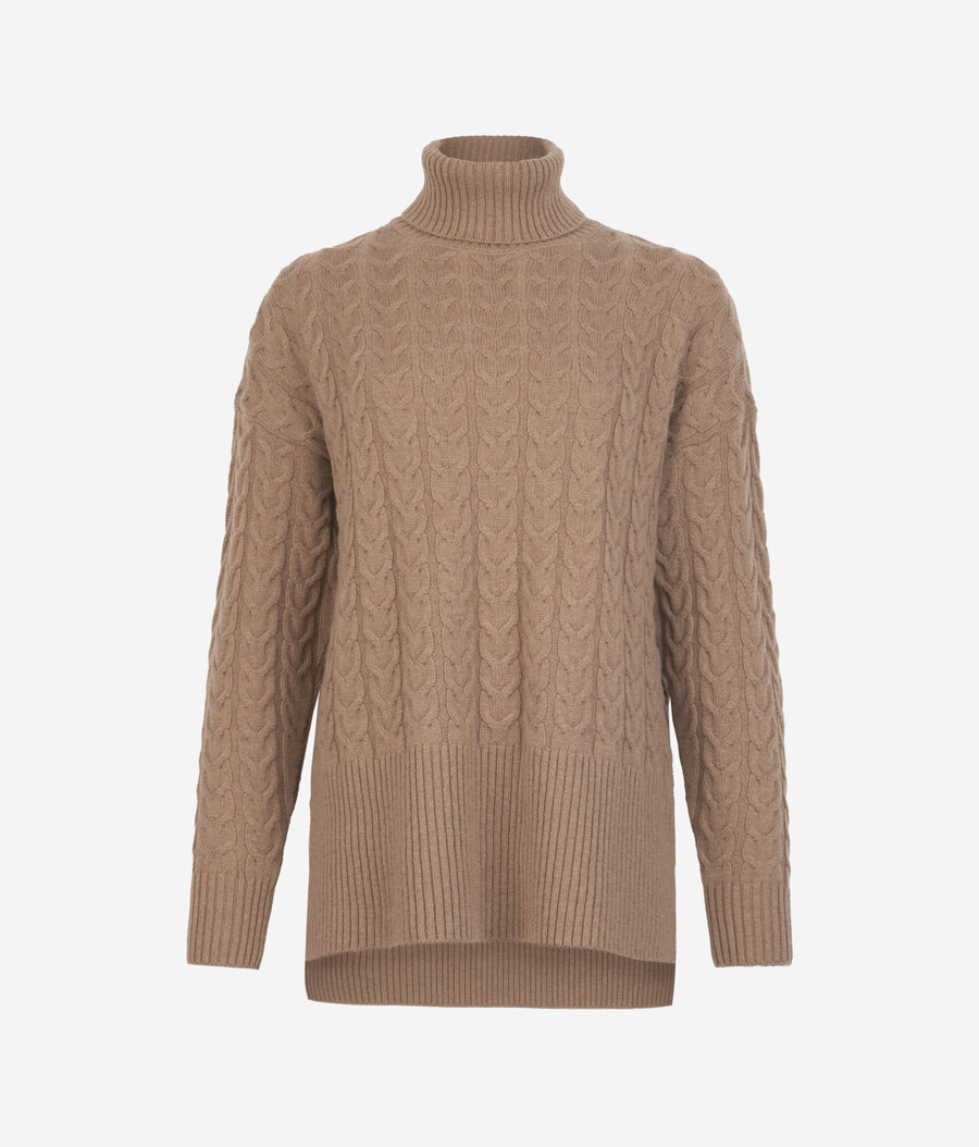 dolcevita in cashmere ultra morbido con lavorazione a trecce