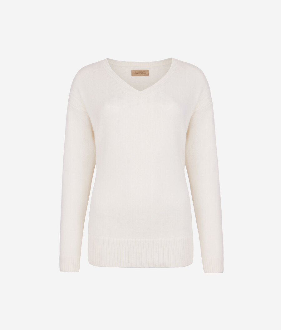 maglione in cashmere ultra morbido con lavorazione a trecce