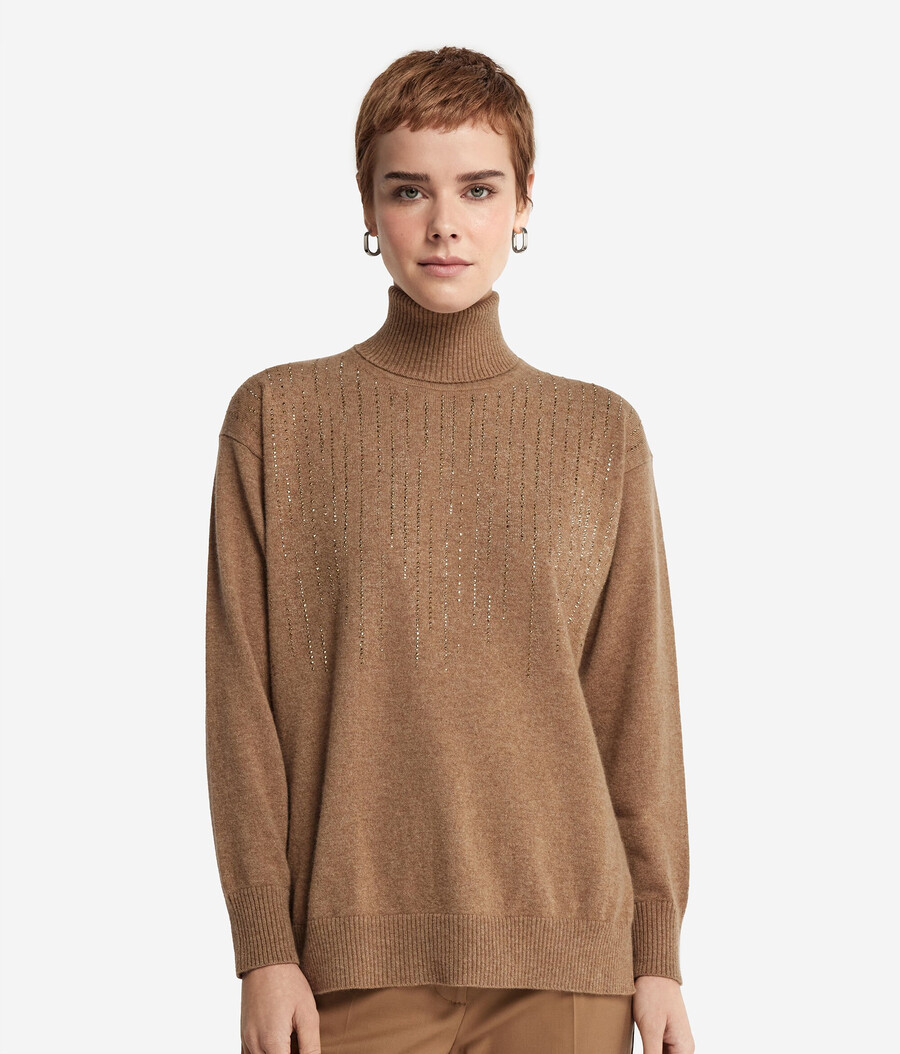 dolcevita in cashmere con strass