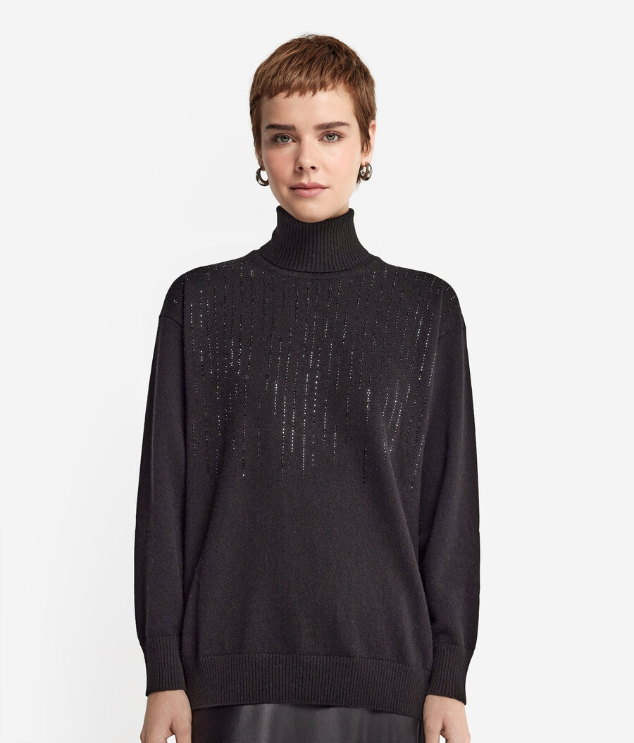 dolcevita in cashmere con strass