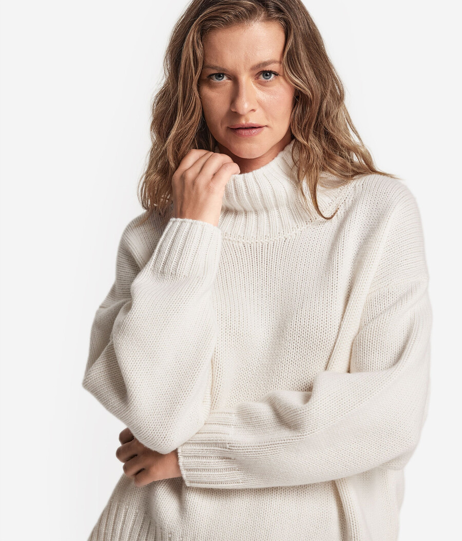 maglione a collo alto in tricot di cashmere