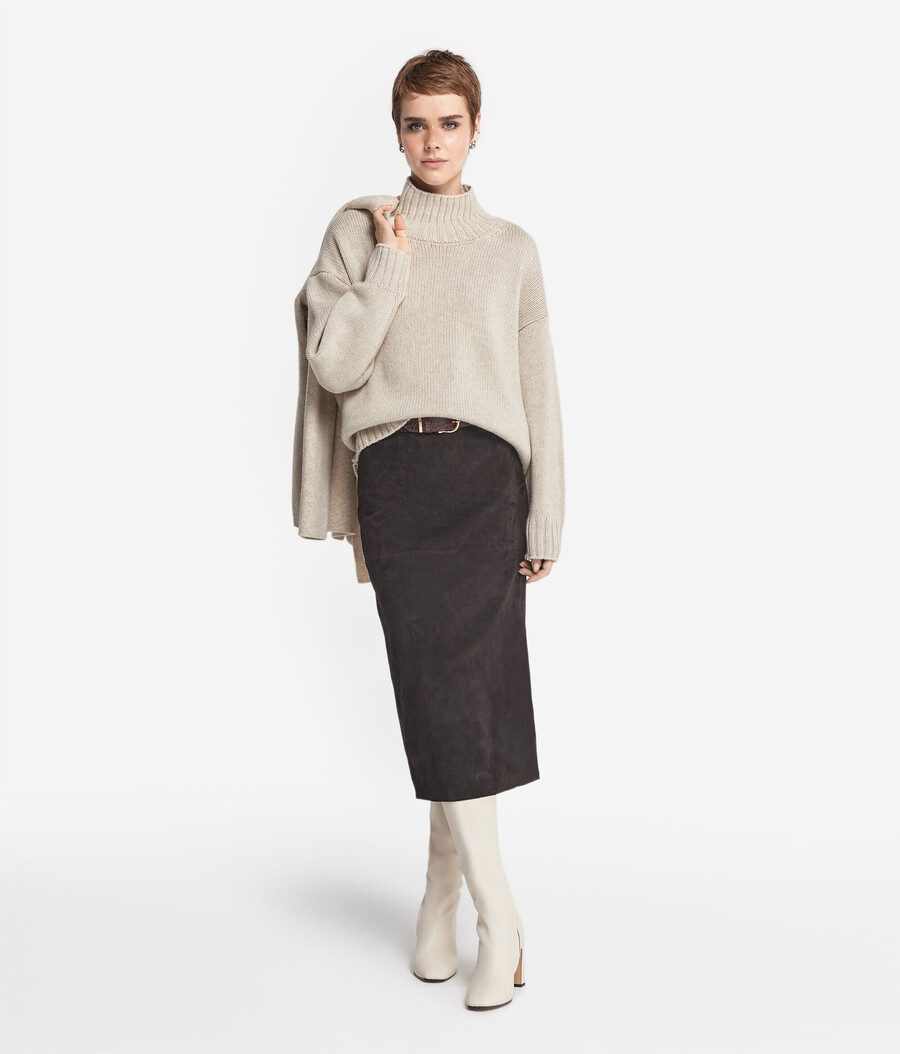 maglione a collo alto in tricot di cashmere